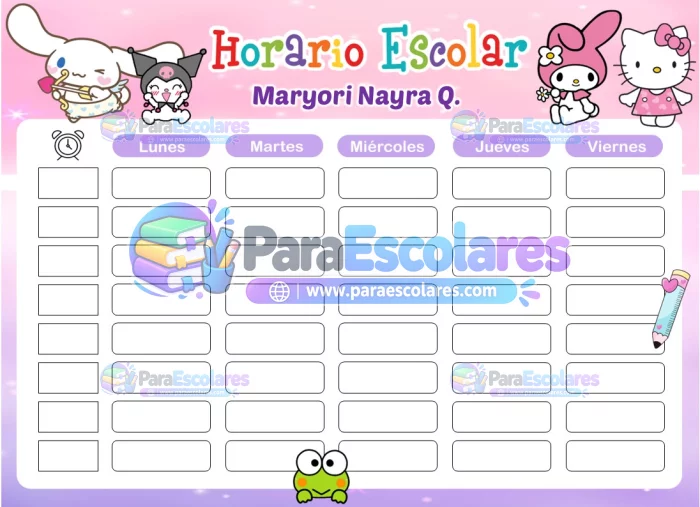 Sanrio Girl  Horario Escolar